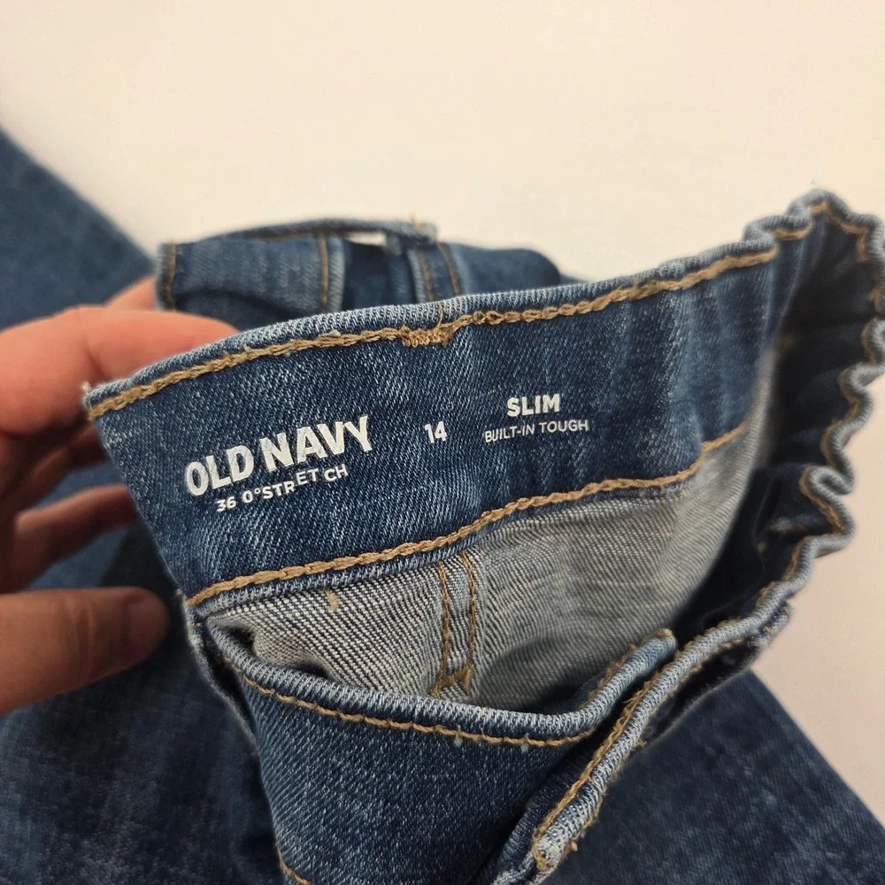 Old Navy Skinny Slim Jeans Size 14 Blue Denim Lot Built-In Flex Tough School